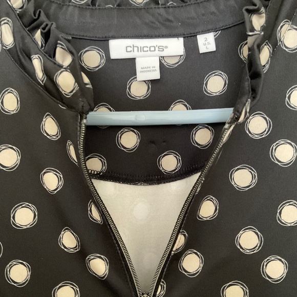 Chicos half zip long sleeve pullover top.  Size 2 (Chico sizing) Black & cream. - Picture 2 of 9